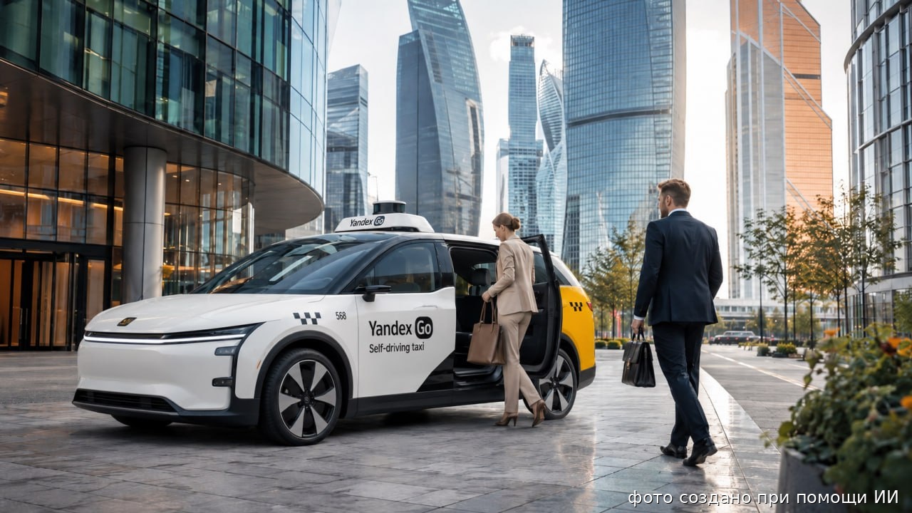 Беспилотный автомобиль на маршруте между московскими офисными кварталами.