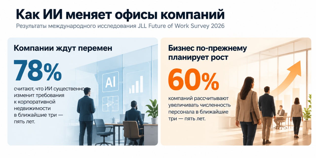 78% компаний ожидают изменений требований к недвижимости, 60% планируют рост штата